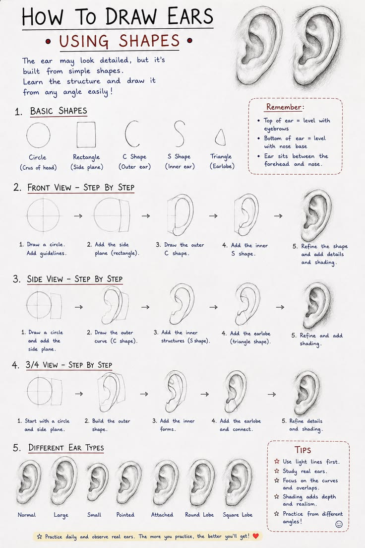 A Simple Way to Understand Ear Shapes Before Adding Detail