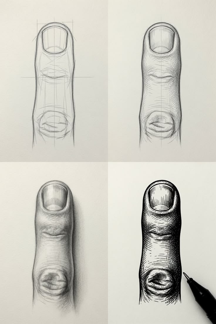 Drawing a Finger in Graphite: Structure Before Skin Texture