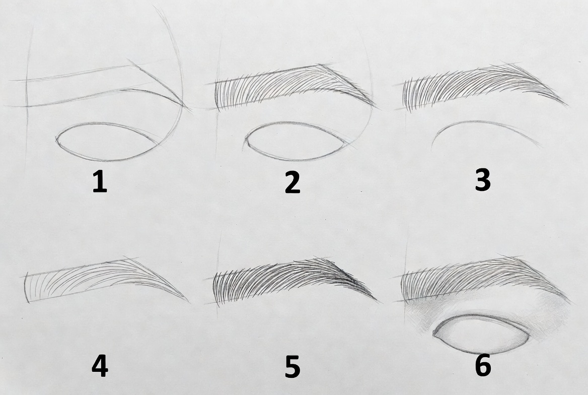 Reference image for drawing a realistic human eyebrow