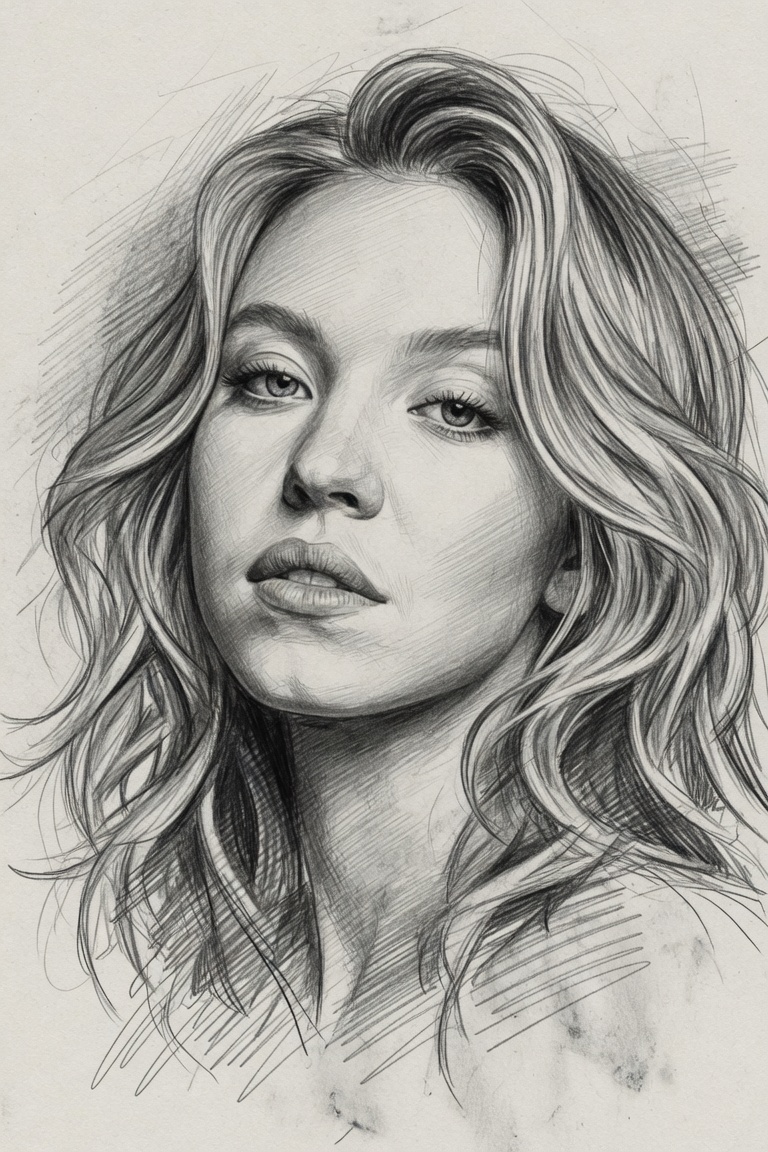 Realistic pencil portrait study