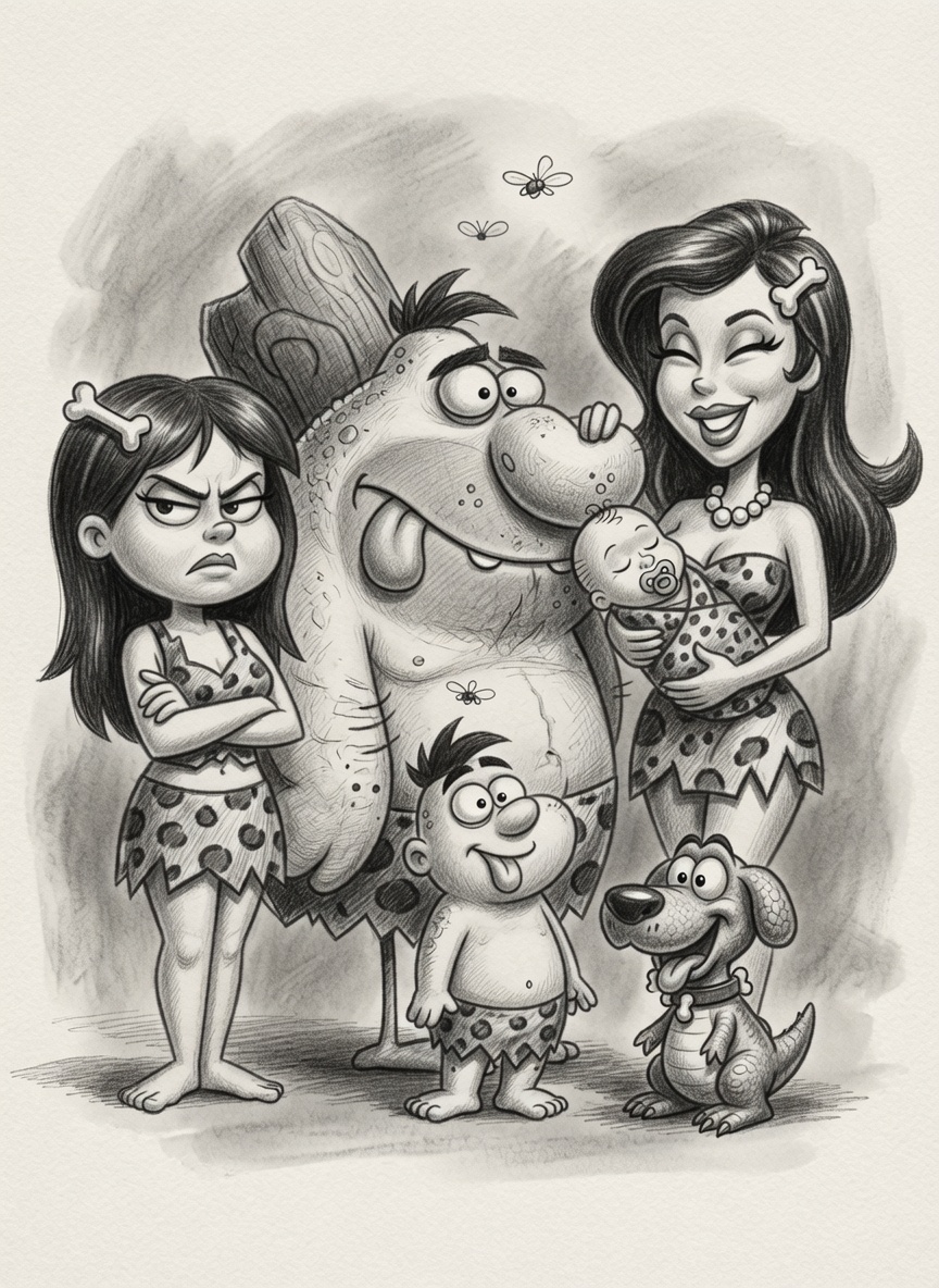 Realistic pencil family portrait sketch