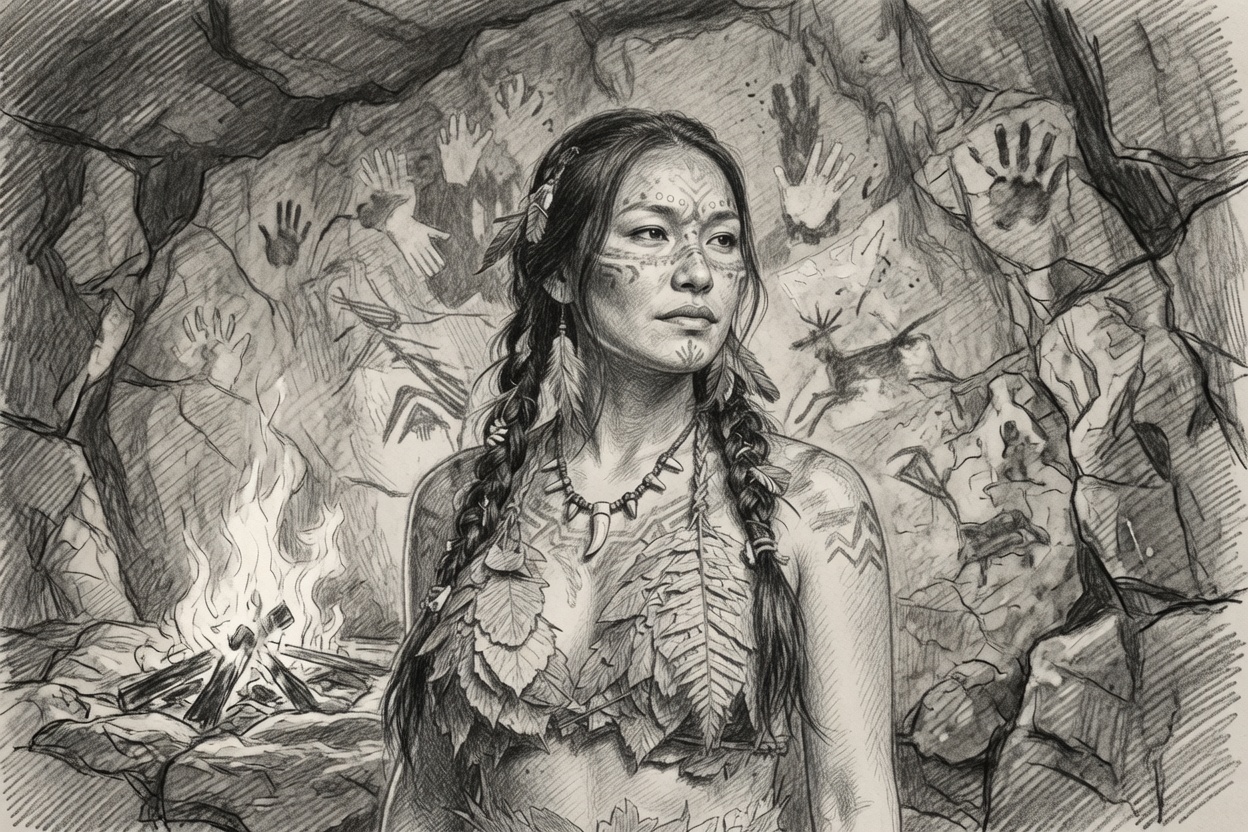 Realistic pencil portrait of a Native American man
