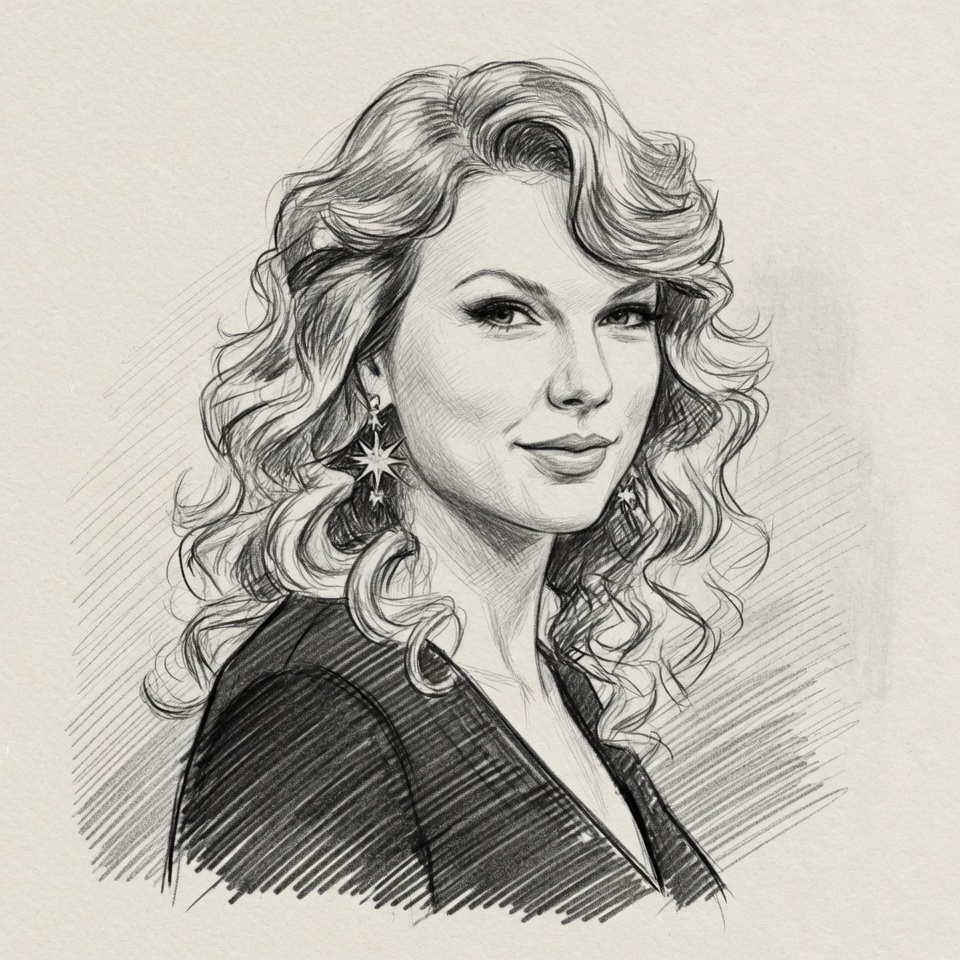 Realistic pencil portrait of Taylor
