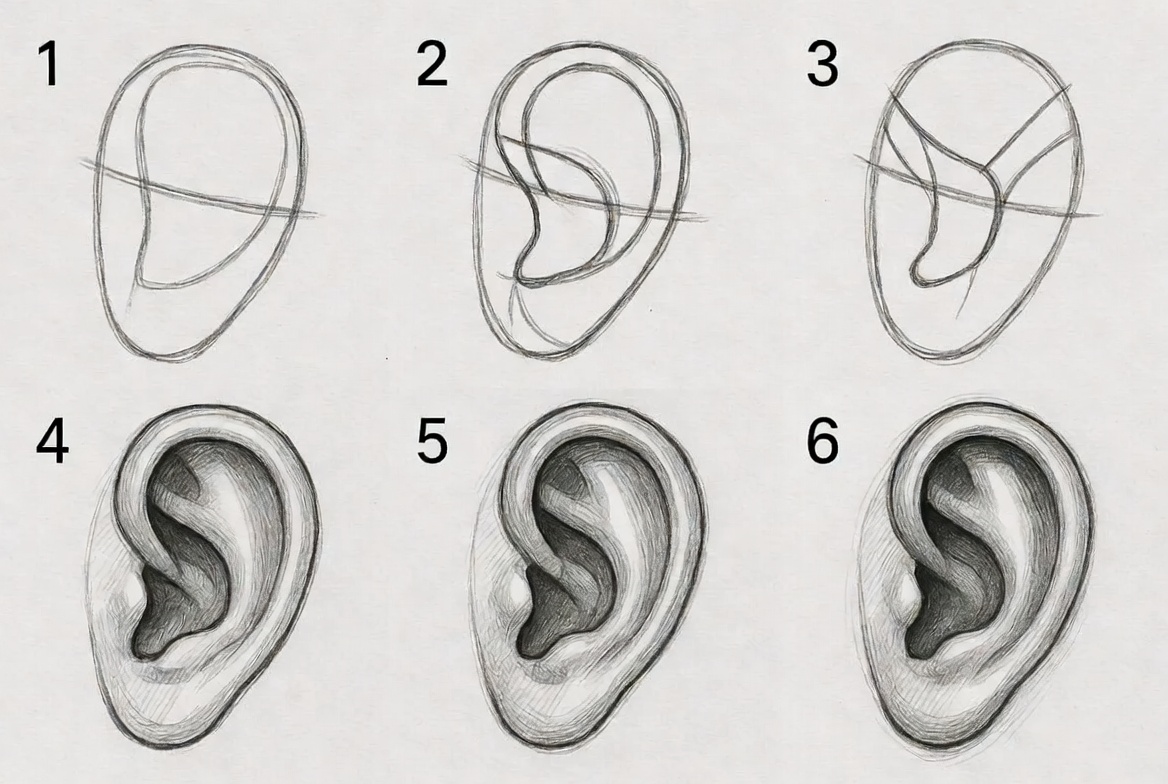 Realistic ear sketch