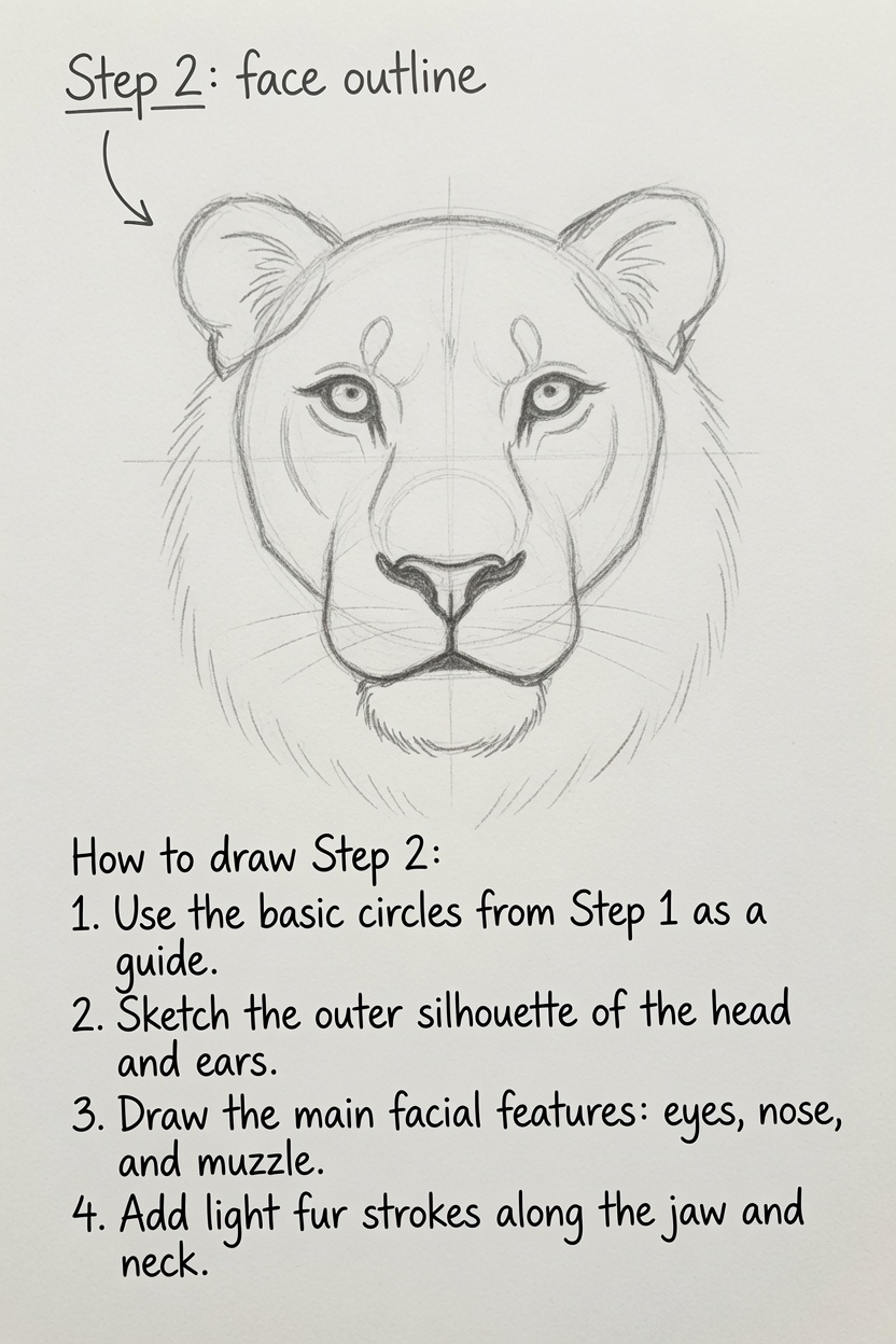 Lion face outline reference