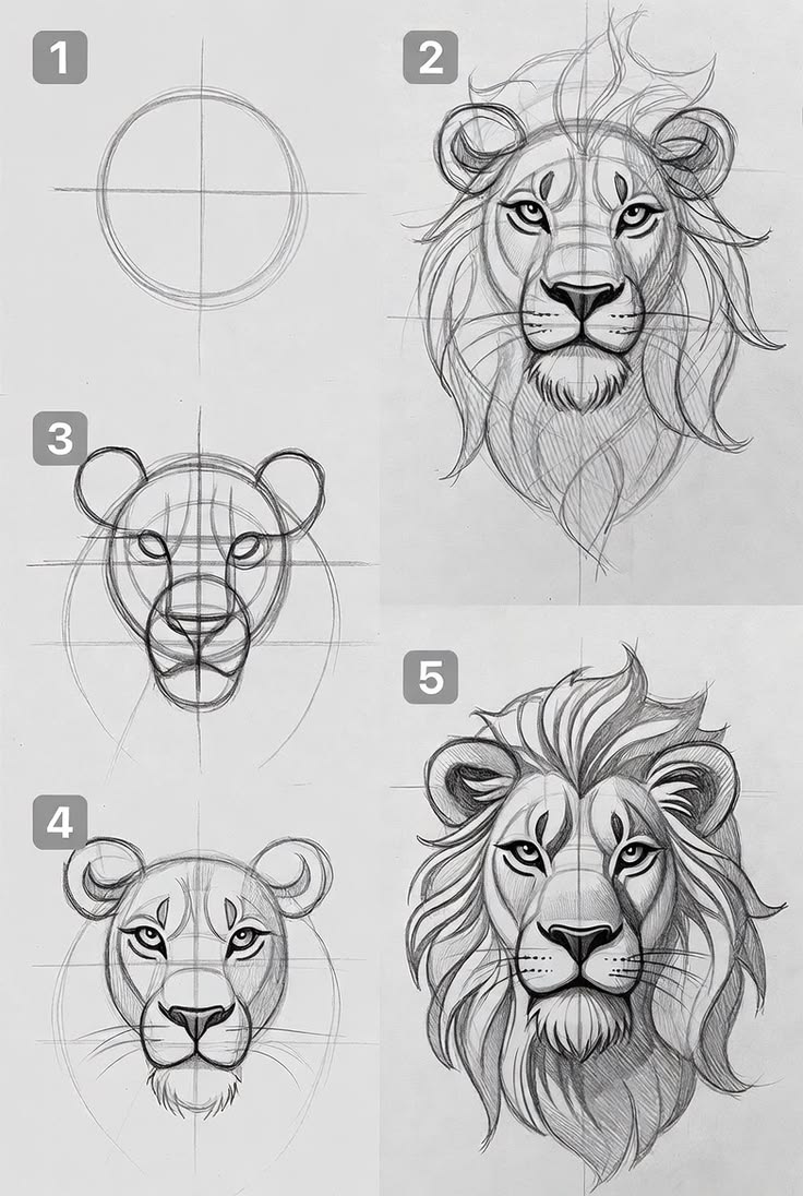 Realistic lion sketch tutorial
