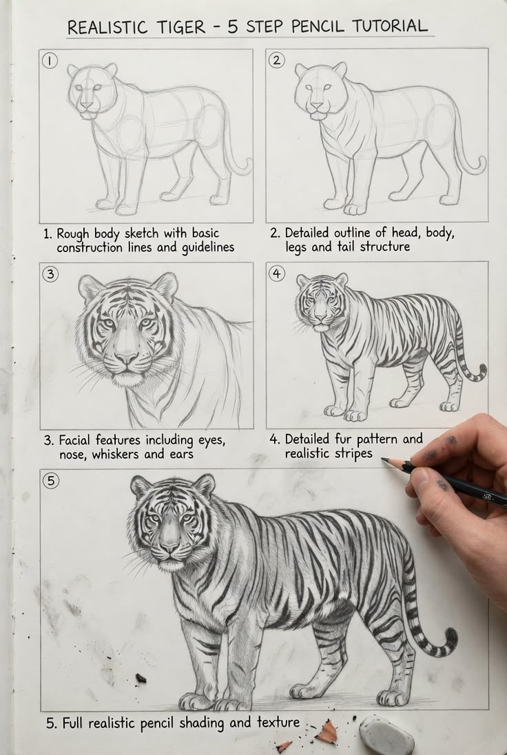 Realistic tiger sketch